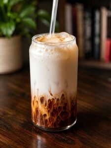 Chilled espresso with milk foam