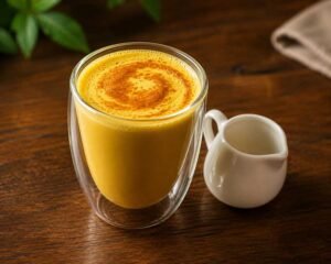 Golden latte with turmeric and ginger.