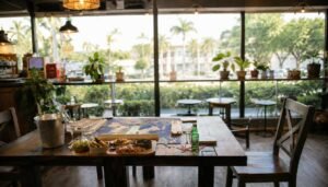Mahjong tiles set up on a table in Byte and Coffee's dining area