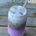 Iced Ube Matcha Latte with creamy milk, ceremonial-grade matcha, ube, and cold foam.